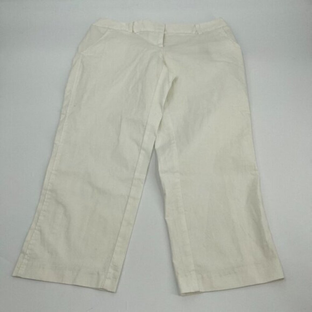 Daisy Fuentes Cropped Pants 6 Womens White Wide Waist Capri Casual Preppy New